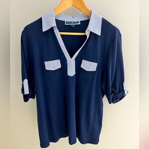 Women’s Karen Scott short cuffed sleeved shirt. Size OX NEW